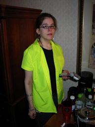 thumbnail of "Abby makin' labels in her "Holy Crap It's Yellow!" shirt"