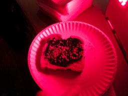 thumbnail of "Blue Frosting & Bacon Toast In Red Light"