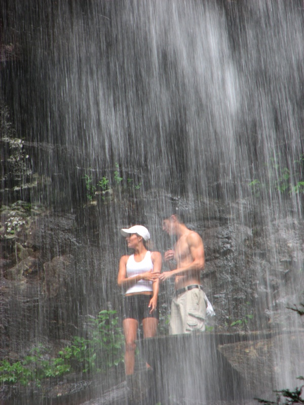 Random People Under Rainbow Falls