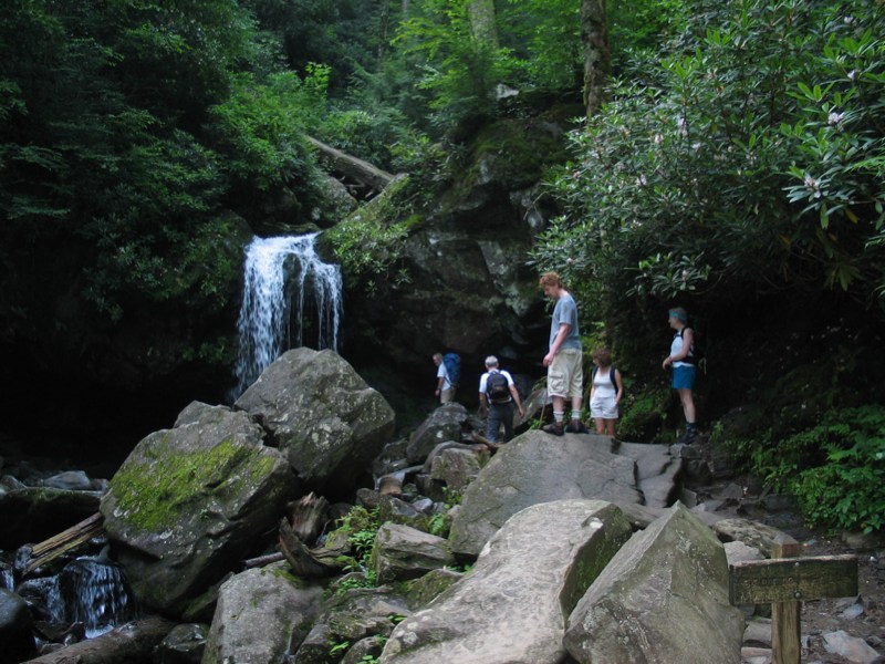 Hiking Past Grotto Falls